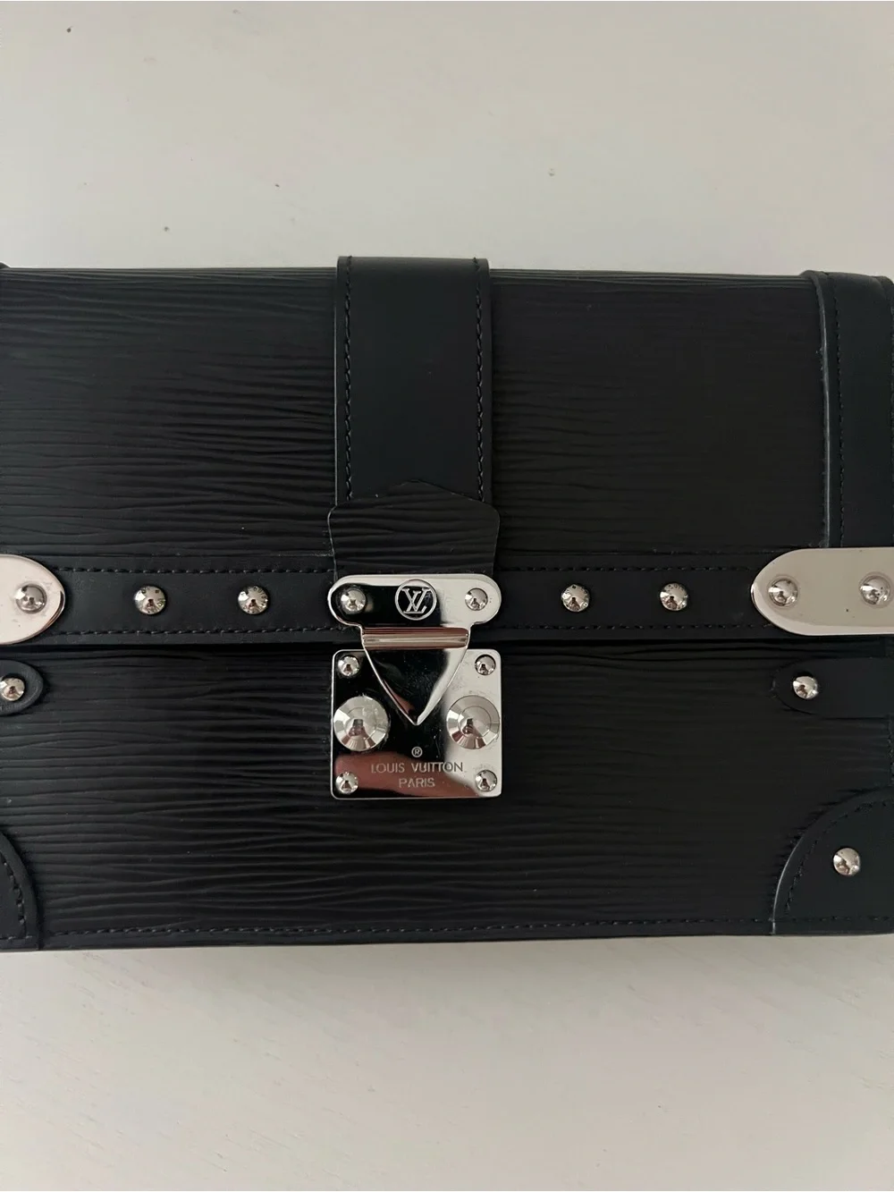 Louis Vuitton Black Epi Leather Messenger Bag with Silver Hardware
